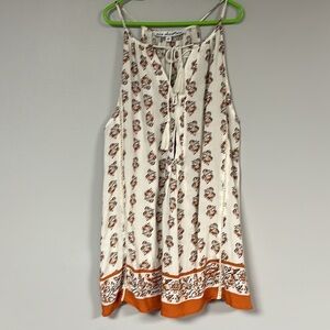 Ava Christine Women’s Paisley Print Sleeveless Halter V Neck Top, XS